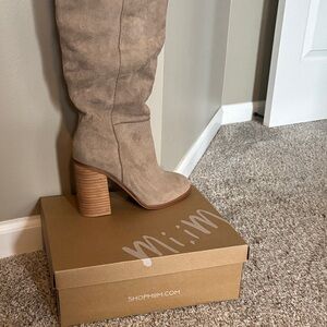 Mi.iM Women's Beige Heeled Boots